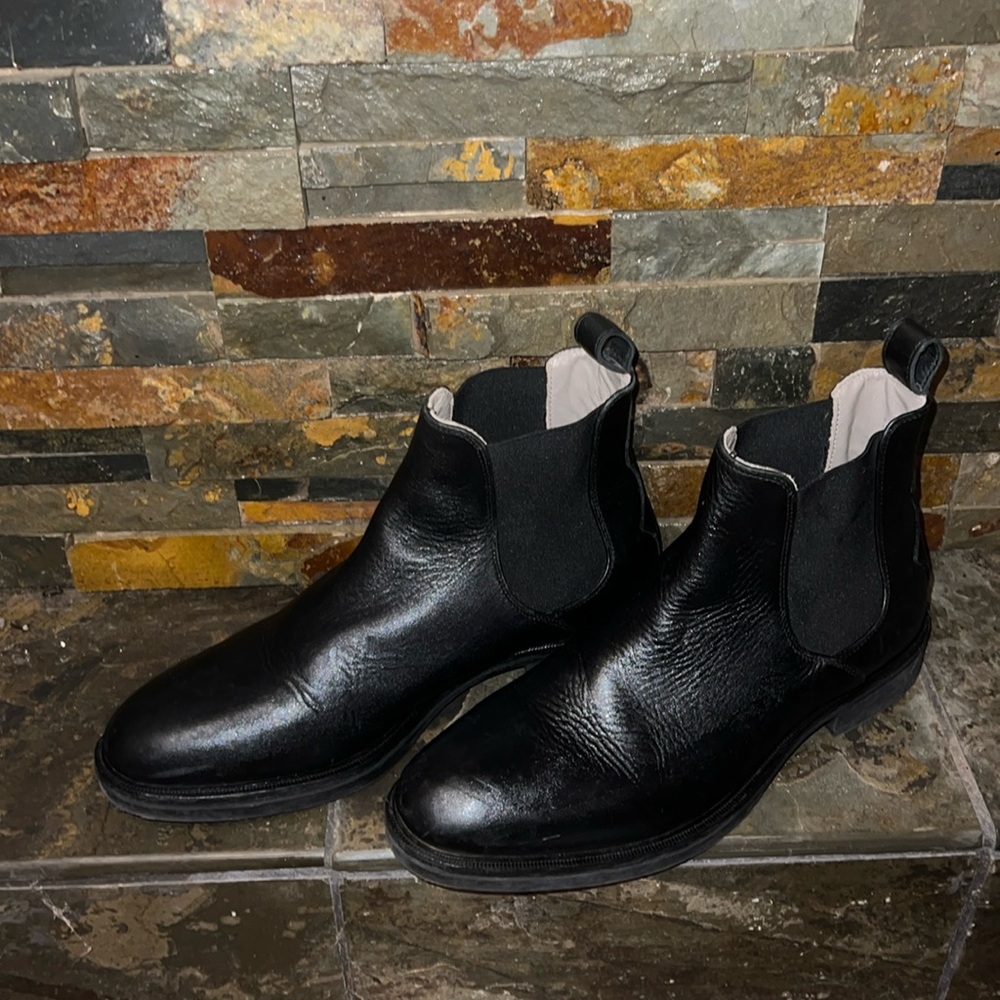 All Saints Creed Leather Chelsea Boot Black Size 10 Mens